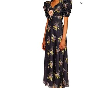 Rodarte Black Floral Midi Dress